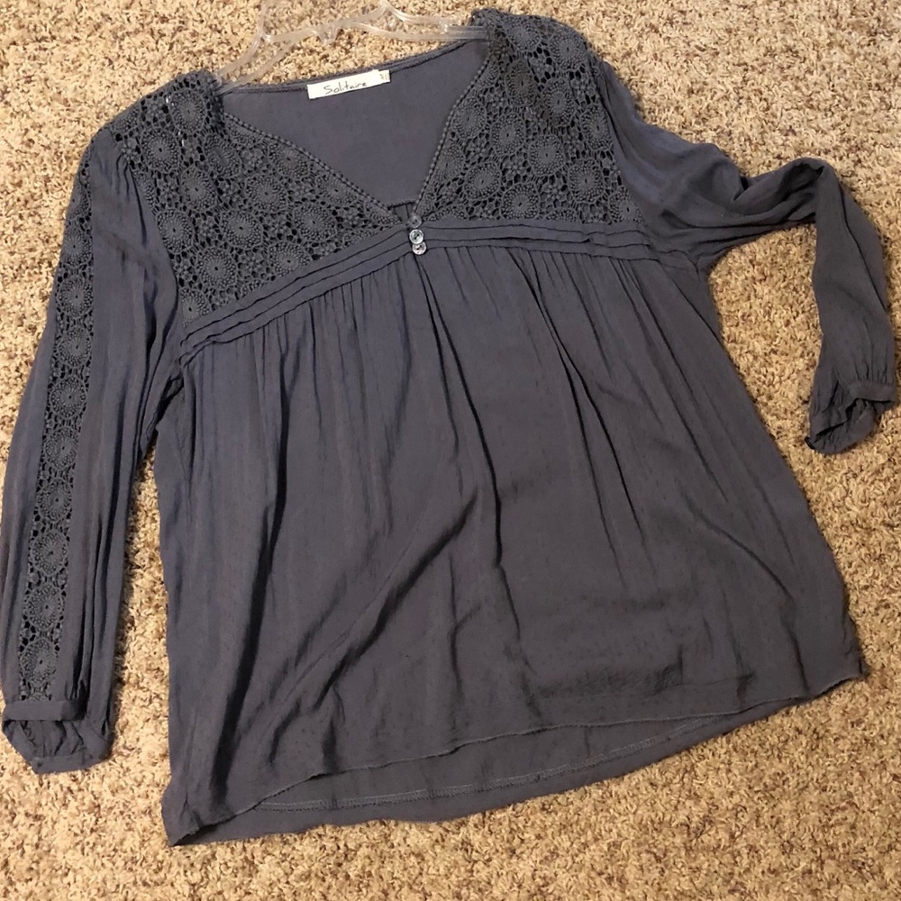 Gray blouse with crotchet detailing